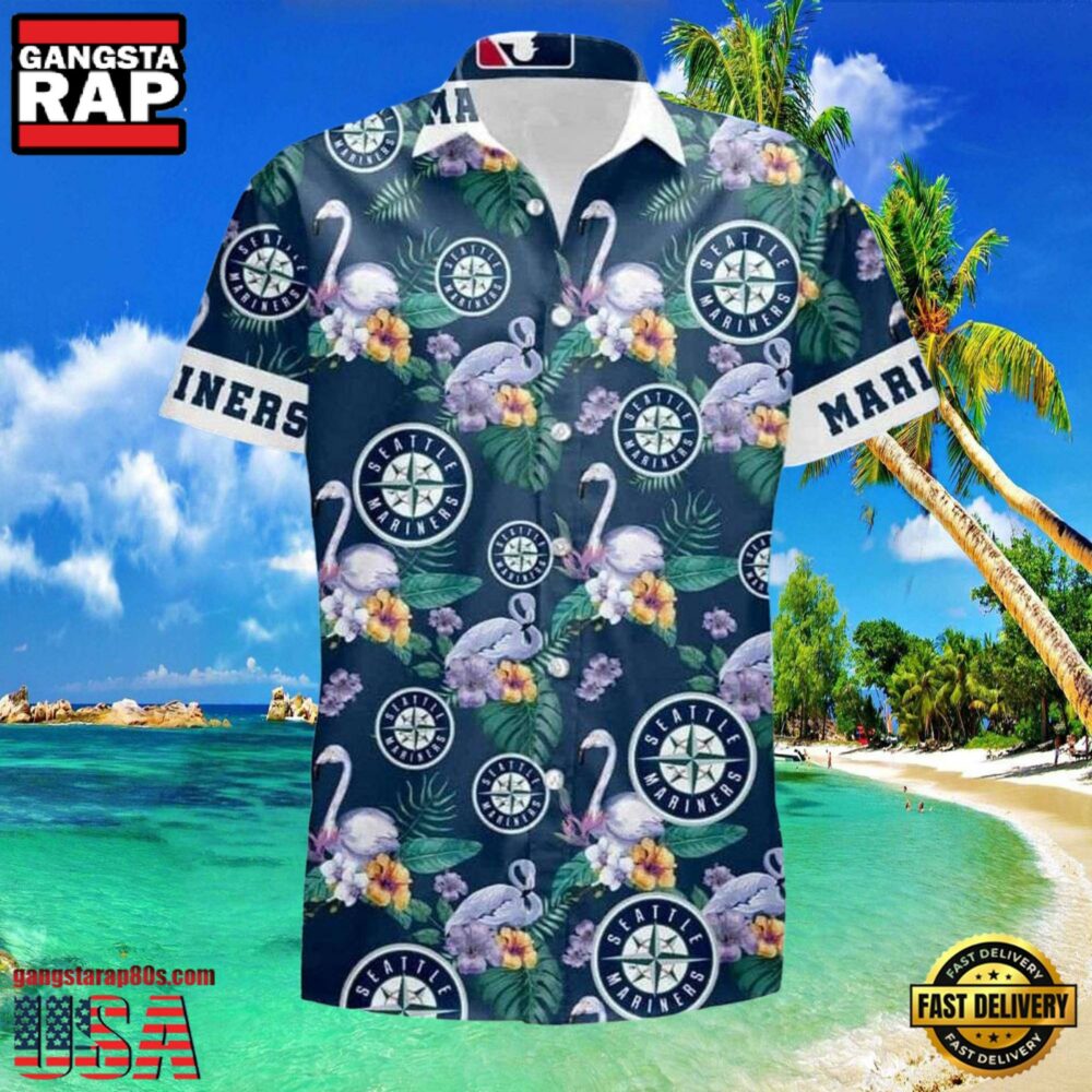 MLB Floral Swirl Seattle Mariners Aloha Hawaiian Shirt MLB Floral Swirl Seattle Mariners Aloha Hawaiian Shirt