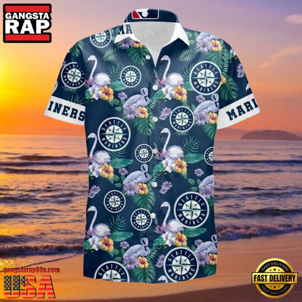 MLB Floral Swirl Seattle Mariners Aloha Hawaiian Shirt MLB Floral Swirl Seattle Mariners Aloha Hawaiian Shirt