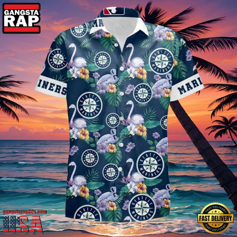 MLB Floral Swirl Seattle Mariners Aloha Hawaiian Shirt MLB Floral Swirl Seattle Mariners Aloha Hawaiian Shirt