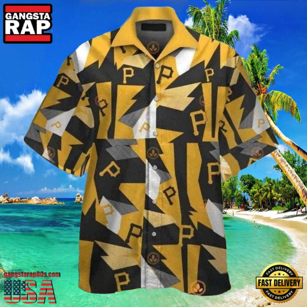 MLB Geometric Edge Pittsburgh Pirates Aloha Hawaiian Shirt MLB Geometric Edge Pittsburgh Pirates Aloha Hawaiian Shirt