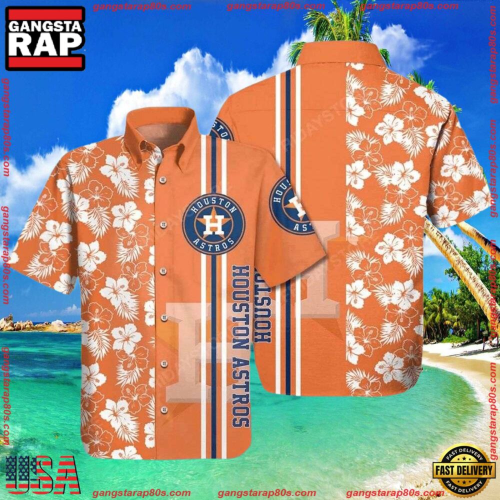 MLB Houston Astros Orange Blossom Summer Hawaiian Shirt MLB Houston Astros Orange Blossom Summer Hawaiian Shirt