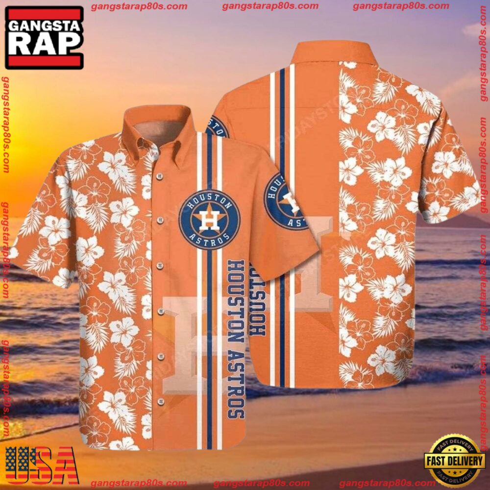 MLB Houston Astros Orange Blossom Summer Hawaiian Shirt MLB Houston Astros Orange Blossom Summer Hawaiian Shirt