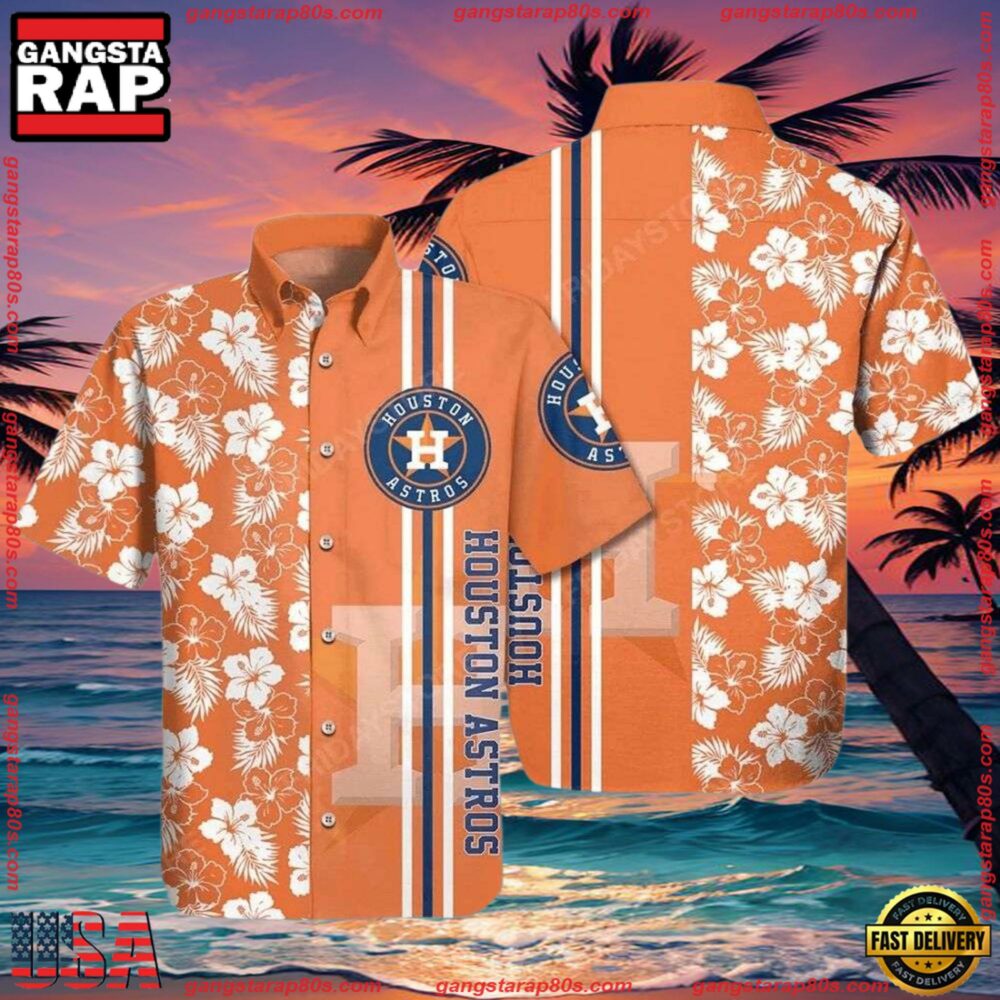 MLB Houston Astros Orange Blossom Summer Hawaiian Shirt MLB Houston Astros Orange Blossom Summer Hawaiian Shirt