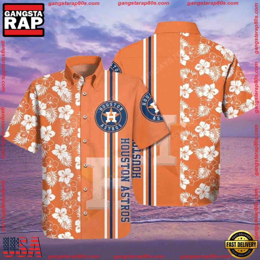 MLB Houston Astros Orange Blossom Summer Hawaiian Shirt MLB Houston Astros Orange Blossom Summer Hawaiian Shirt
