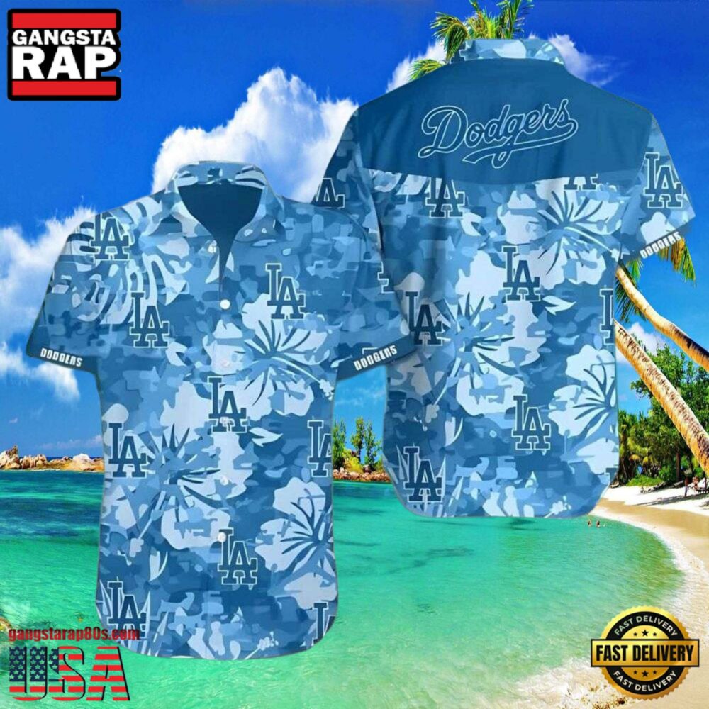 MLB LA Dodgers Camouflage Hibiscus Flower Pattern Aloha Hawaiian Shirt MLB LA Dodgers Camouflage Hibiscus Flower Pattern Aloha Hawaiian Shirt