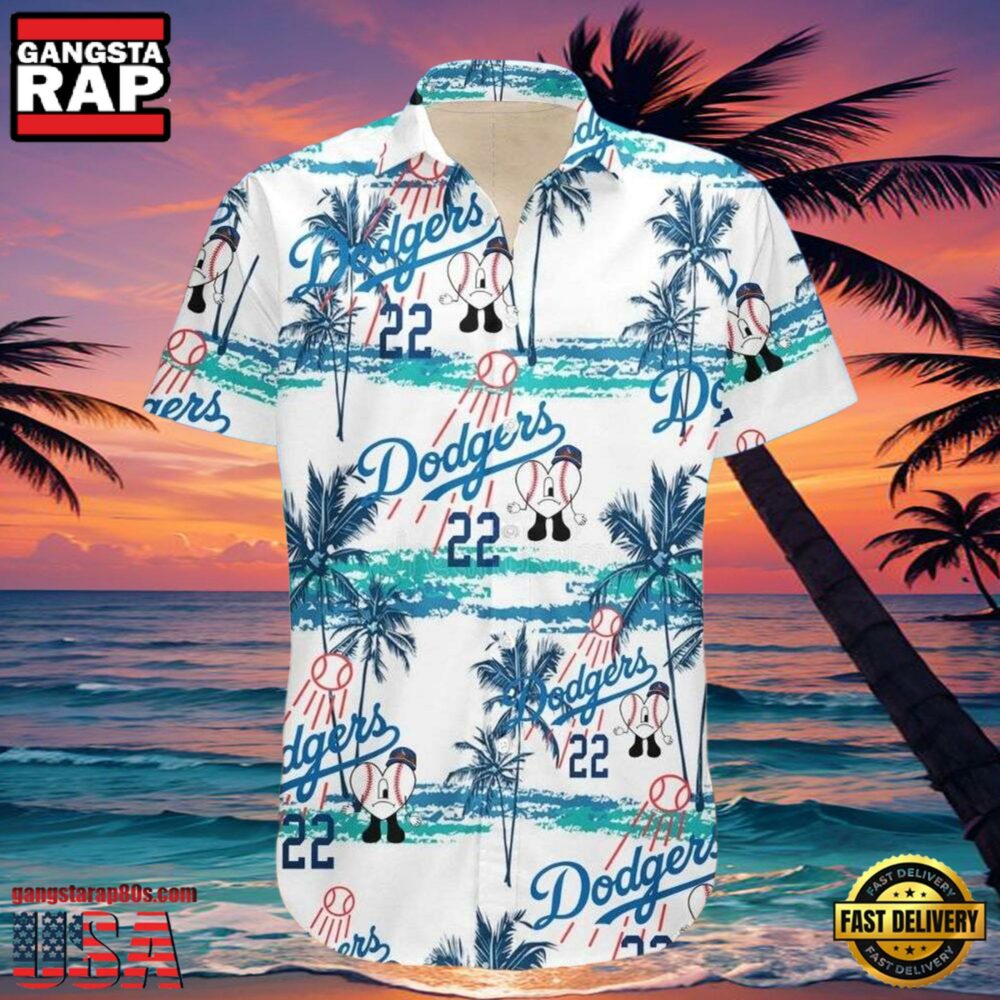 MLB LA Dodgers Classic Stripe And Palms Aloha Shirt Pristine Beach Vibe MLB LA Dodgers Classic Stripe And Palms Aloha Shirt Pristine Beach Vibe