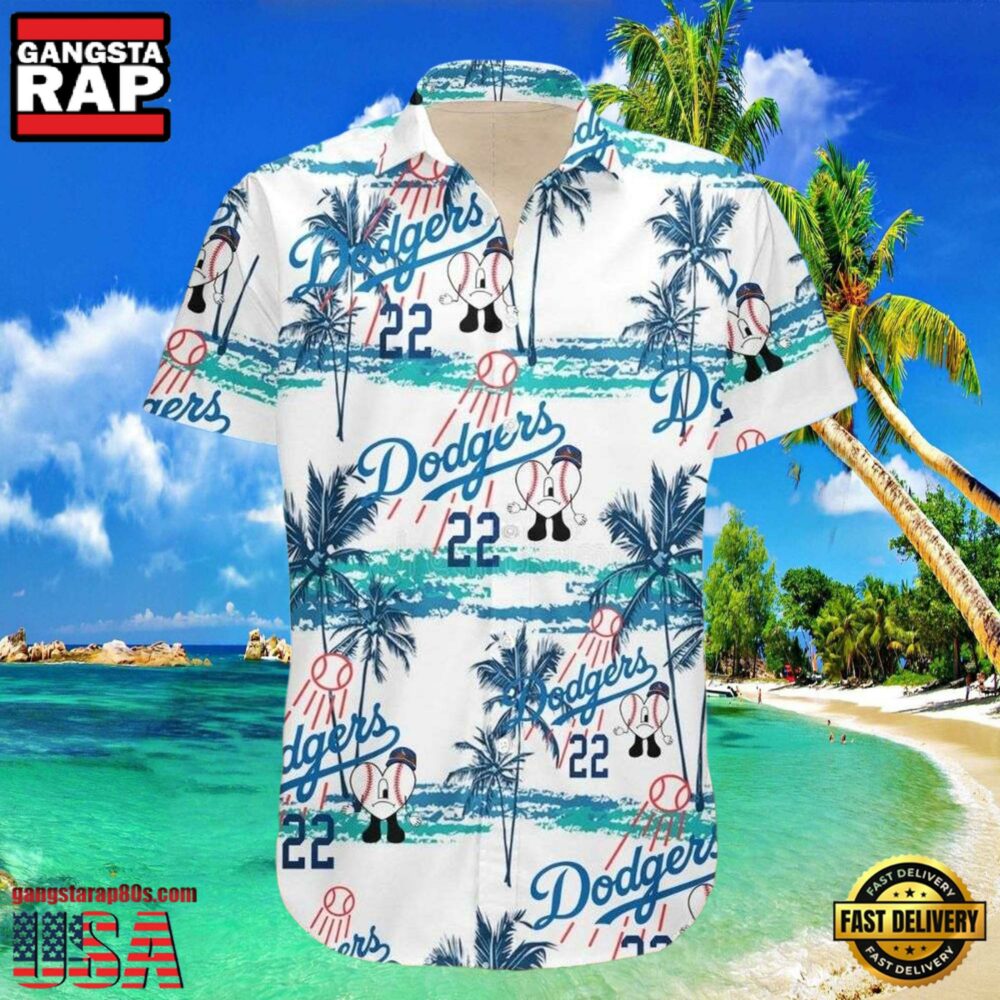 MLB LA Dodgers Classic Stripe And Palms Aloha Shirt Pristine Beach Vibe MLB LA Dodgers Classic Stripe And Palms Aloha Shirt Pristine Beach Vibe