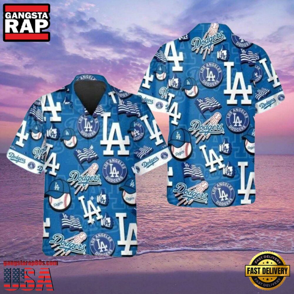 MLB LA Dodgers Iconic Blue Game Day Aloha Shirt - LA Dodgers Style Hot Trending Summer Hawaiian Shirt