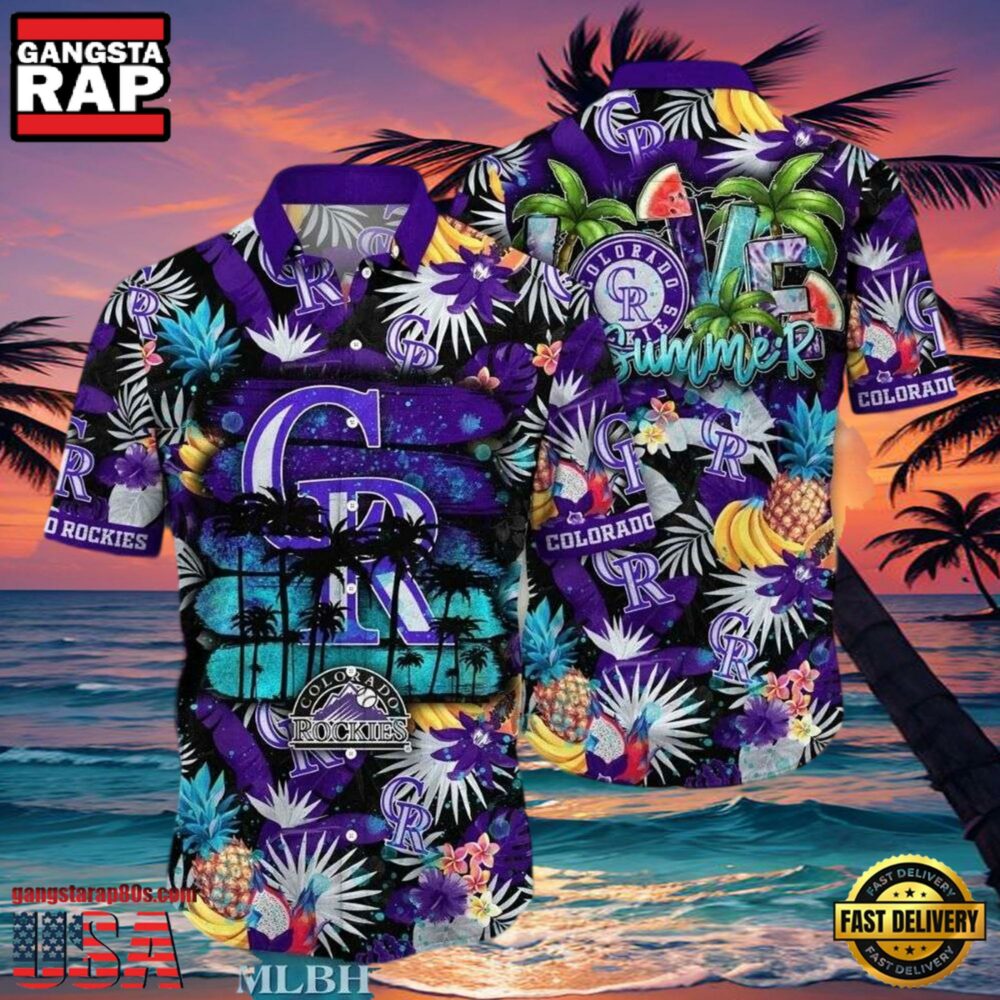 MLB Love Summer - Rockies Tropical Fruit And Palm Style Hot Trending Summer Hawaiian Shirt MLB Love Summer - Rockies Tropical Fruit And Palm Style Hot Trending Summer Hawaiian Shirt