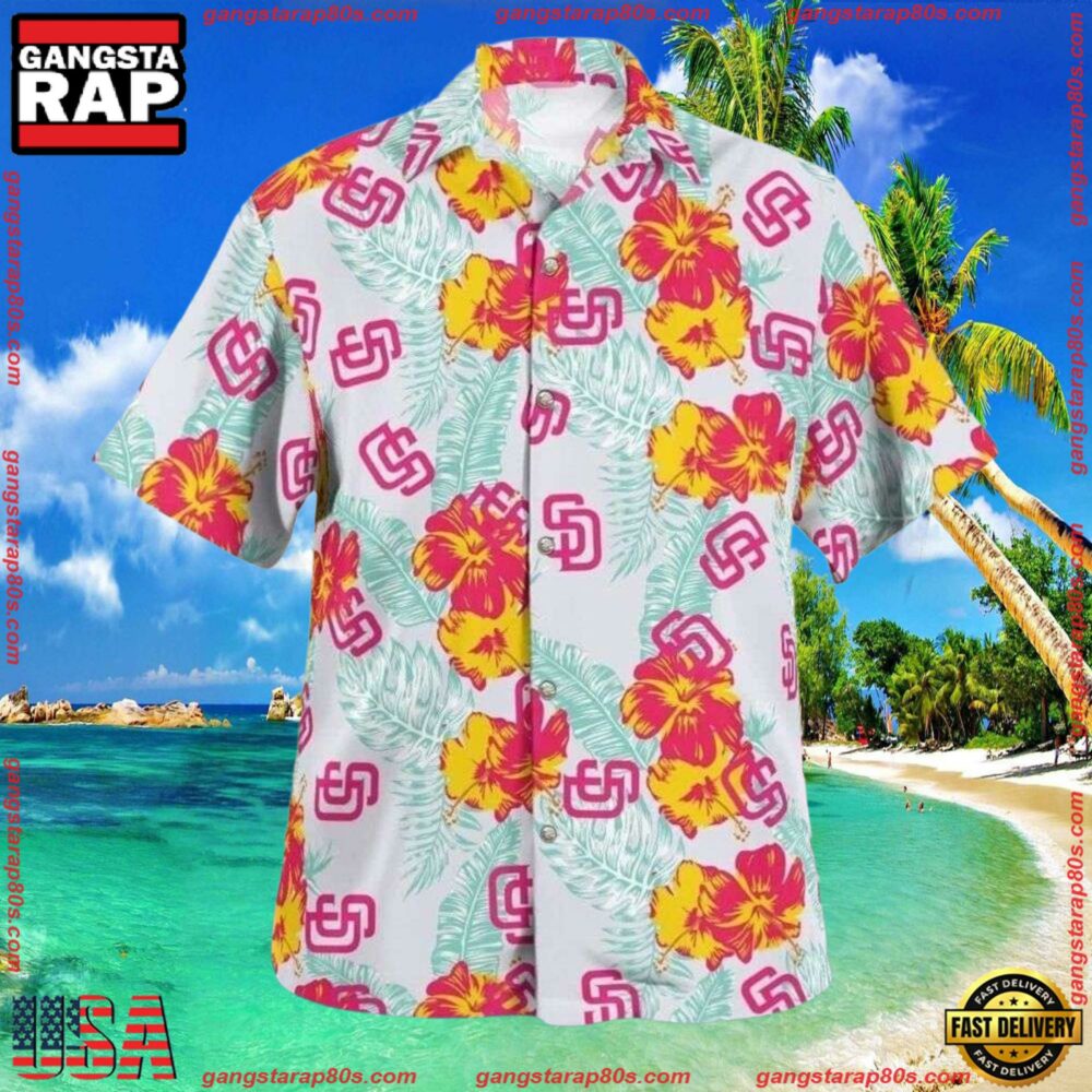 MLB San Diego Padres Hibiscus Bloom Summer Hawaiian Shirt MLB San Diego Padres Hibiscus Bloom Summer Hawaiian Shirt