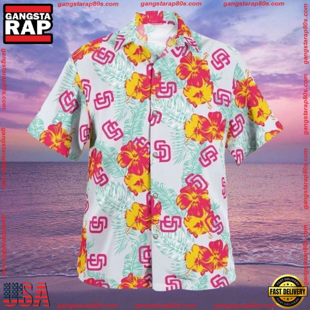 MLB San Diego Padres Hibiscus Bloom Summer Hawaiian Shirt MLB San Diego Padres Hibiscus Bloom Summer Hawaiian Shirt