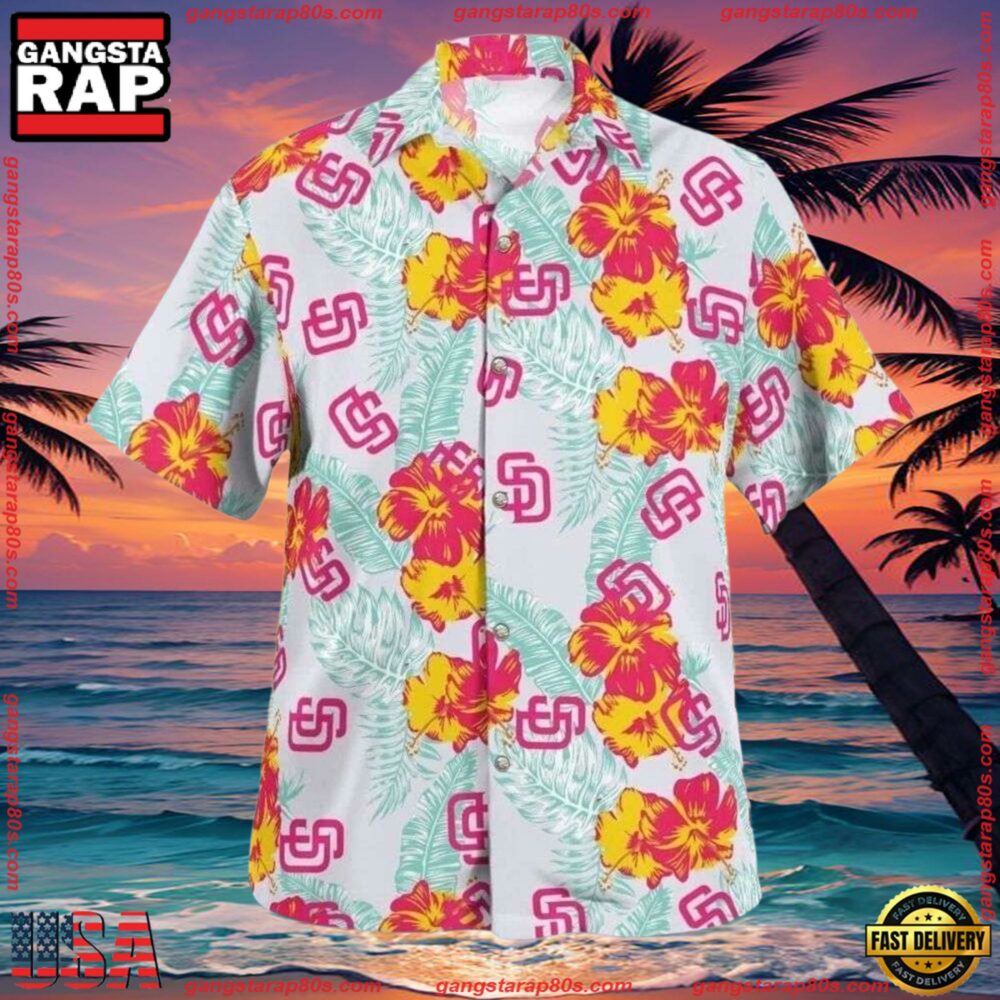 MLB San Diego Padres Hibiscus Bloom Summer Hawaiian Shirt MLB San Diego Padres Hibiscus Bloom Summer Hawaiian Shirt