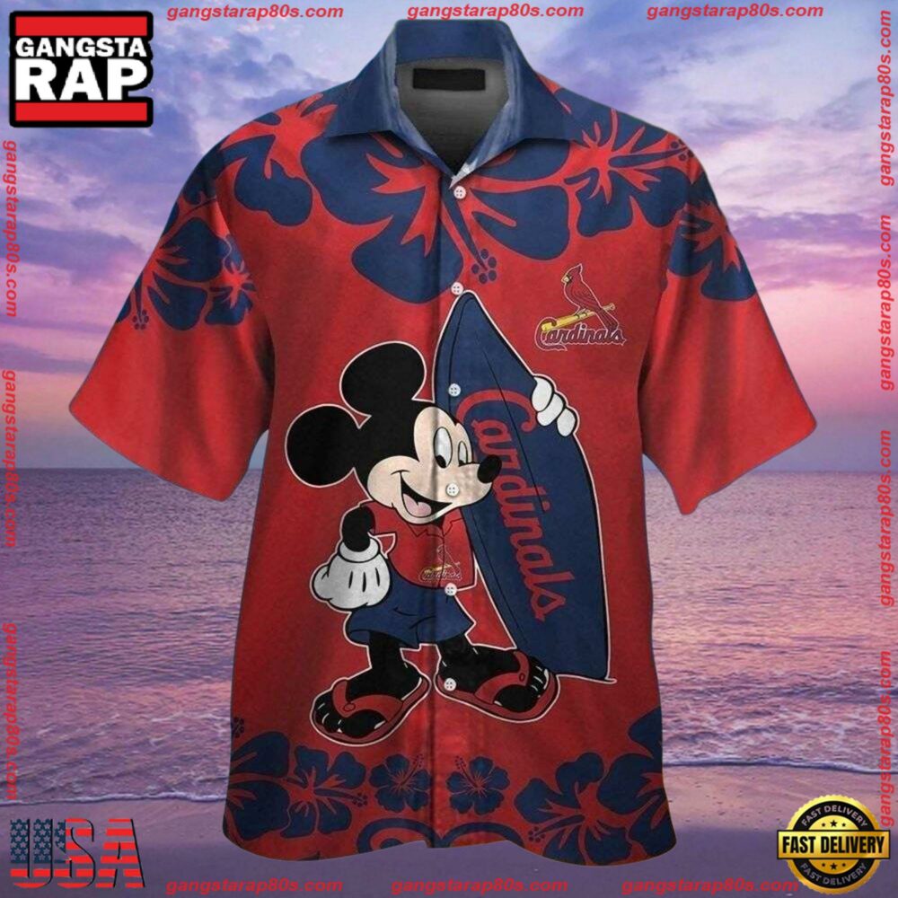 MLB St. Louis Cardinals Mickey Mouse Aloha Shirt MLB St. Louis Cardinals Mickey Mouse Aloha Shirt