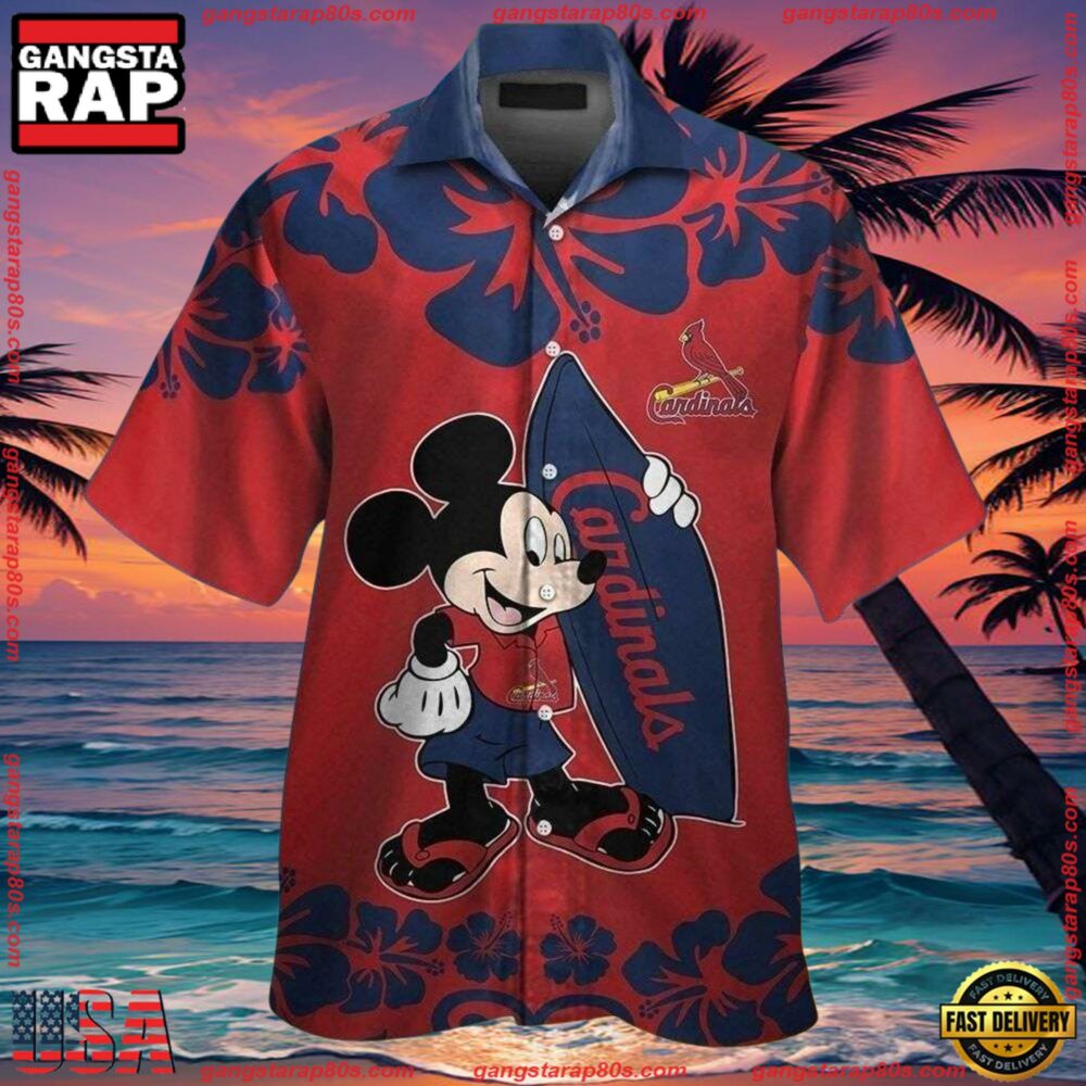 MLB St. Louis Cardinals Mickey Mouse Aloha Shirt MLB St. Louis Cardinals Mickey Mouse Aloha Shirt