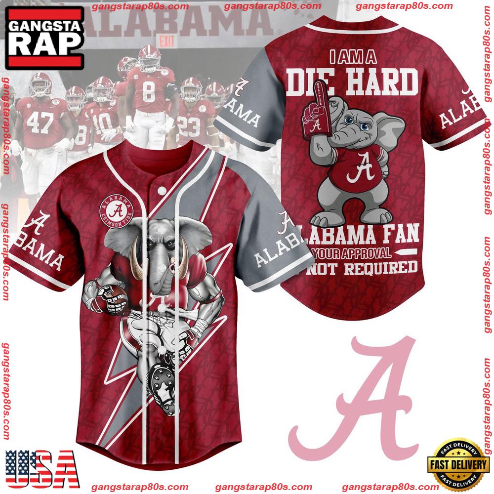 NCAA Custom Name Alabama Crimson Tide I Am A Die Hard New Design Baseball Jersey NCAA Custom Name Alabama Crimson Tide I Am A Die Hard New Design Baseball Jersey