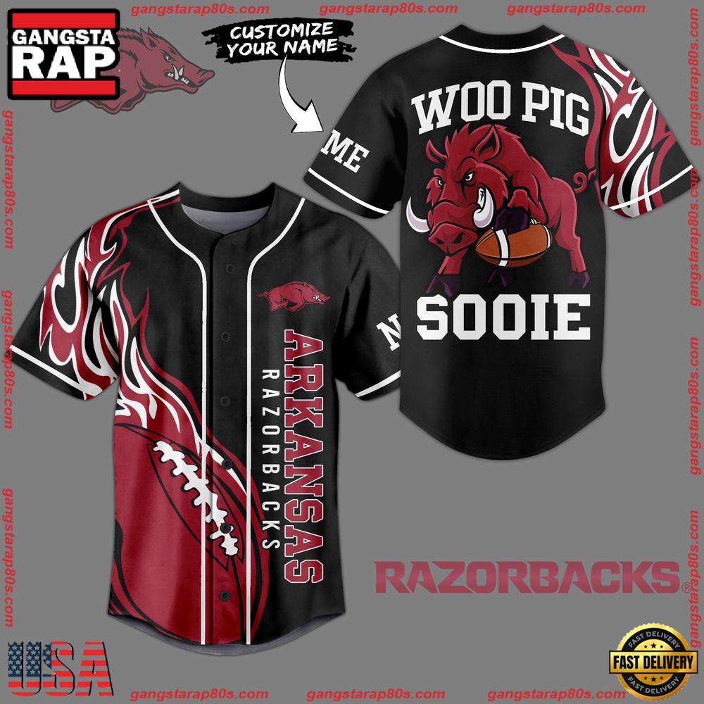 NCAA Custom Name Arkansas Razorbacks Woo Pig Sooie New Design Baseball Jersey NCAA Custom Name Arkansas Razorbacks Woo Pig Sooie New Design Baseball Jersey