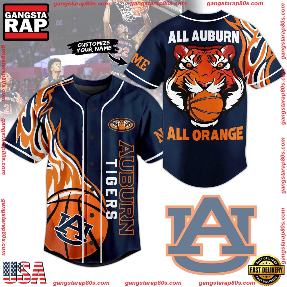 NCAA Custom Name Auburn Tigers All Auburn All Orange New Design Baseball Jersey NCAA Custom Name Auburn Tigers All Auburn All Orange New Design Baseball Jersey