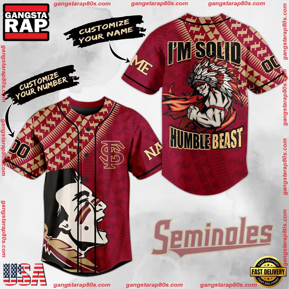NCAA Custom Name Florida State Seminoles Football Mascot Ready To Fight New Design Baseball Jersey NCAA Custom Name Florida State Seminoles Football Mascot Ready To Fight New Design Baseball Jersey