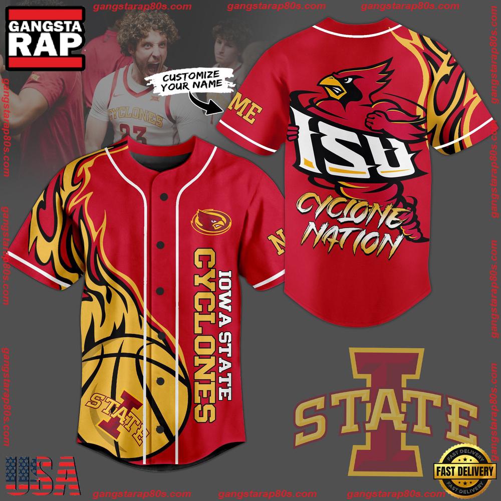 NCAA Custom Name Iowa State Cyclones Football Mascot Ready To Fight New Design Baseball Jersey NCAA Custom Name Iowa State Cyclones Football Mascot Ready To Fight New Design Baseball Jersey
