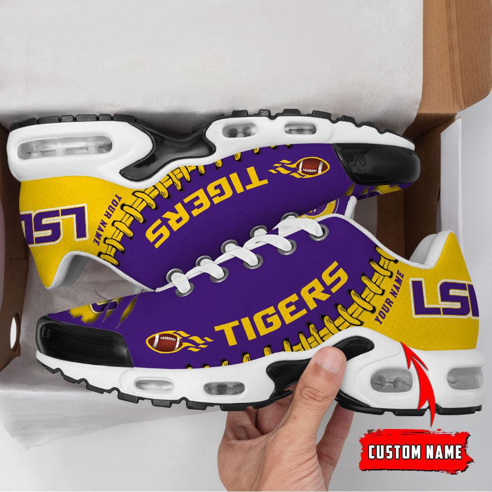 NCAA LSU Tigers Football Custom New Design Air Max Plus Shoes Running Sneakers NCAA LSU Tigers Football Custom New Design Air Max Plus Shoes Running Sneakers