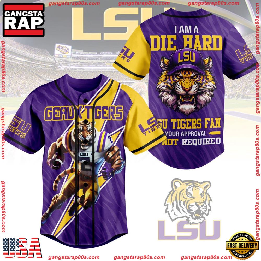 NCAA Custom Name LSU Tigers I Am A Die Hard New Design Baseball Jersey NCAA Custom Name LSU Tigers I Am A Die Hard New Design Baseball Jersey