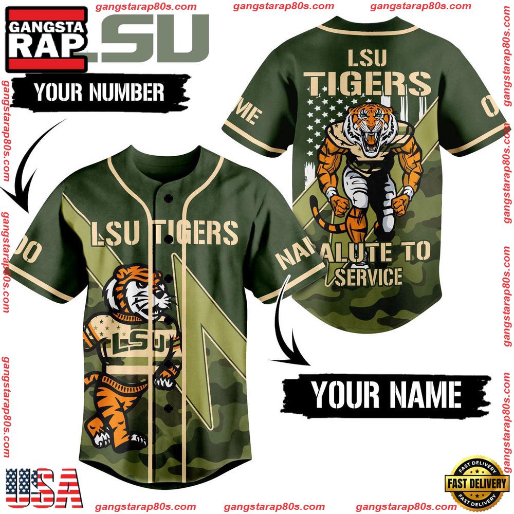 NCAA Custom Name LSU Tigers Salute To Service New Design Baseball Jersey NCAA Custom Name LSU Tigers Salute To Service New Design Baseball Jersey