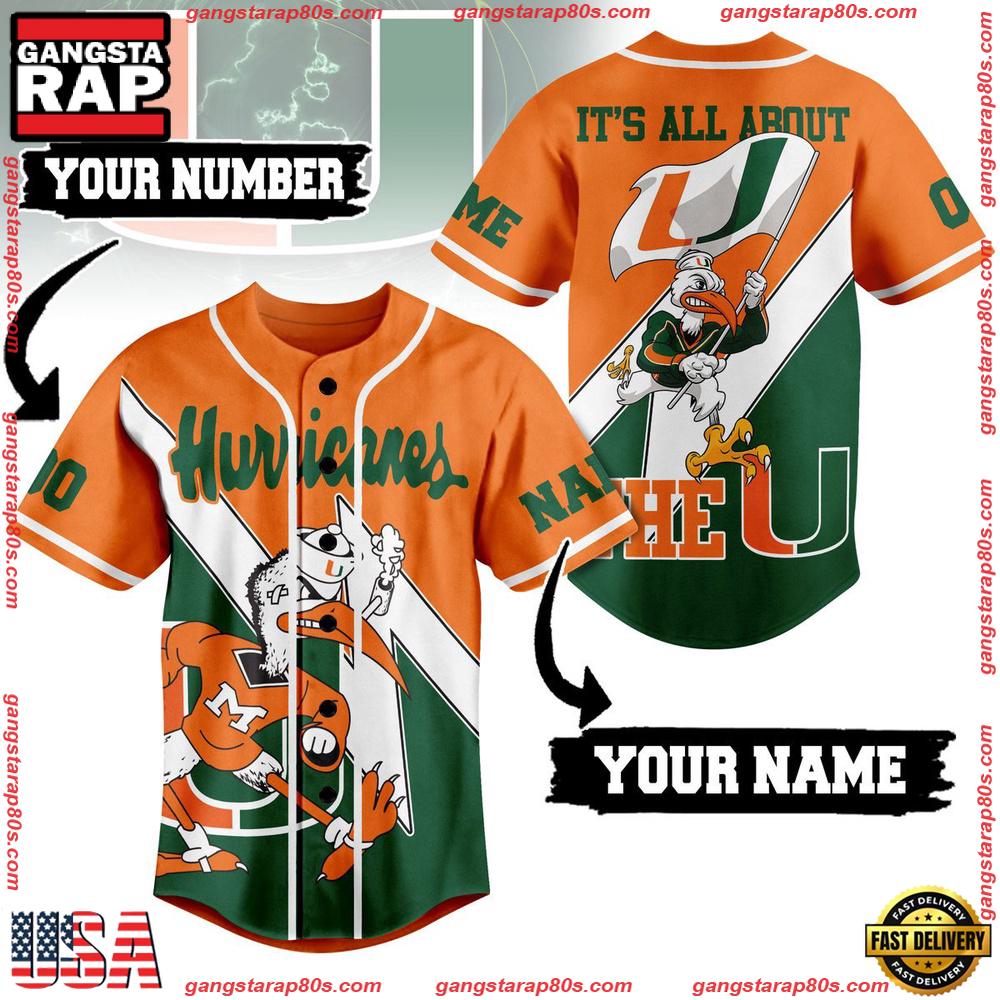 NCAA Miami Hurricanes Football It's All About The U Baseball Jersey