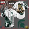 NCAA Custom Name Michigan State Spartans Football Mascot Ready To Fight New Design Baseball Jersey 3 NCAA Michigan State Spartans Football Mascot Ready To Fight Custom Baseball Jersey