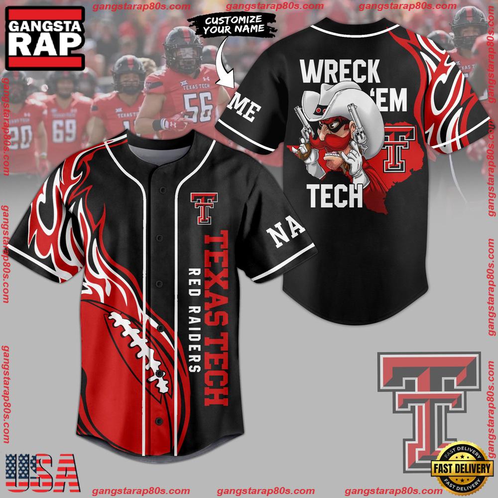 NCAA Texas Tech Red Raiders Wreck'em Tech Baseball Jersey