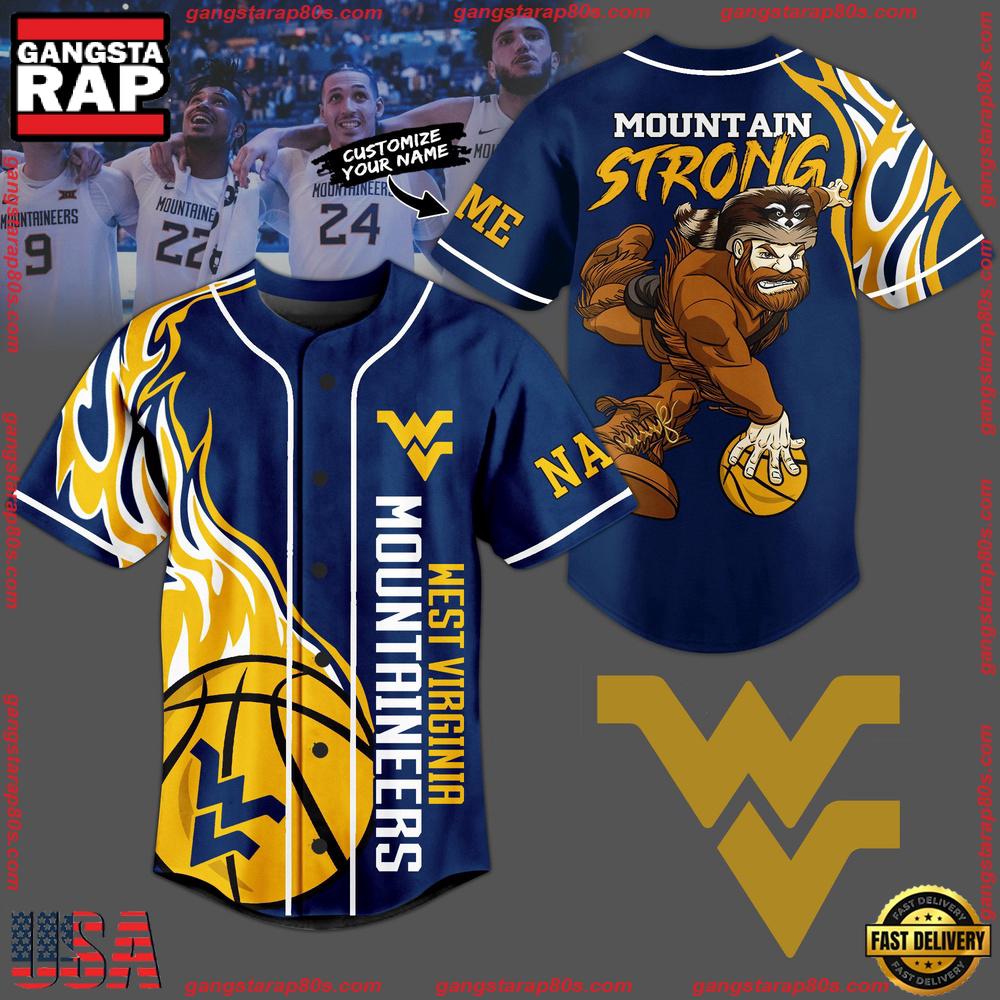 NCAA Custom Name West Virginia Mountaineers Football Mascot Ready To Fight New Design Baseball Jersey NCAA Custom Name West Virginia Mountaineers Football Mascot Ready To Fight New Design Baseball Jersey