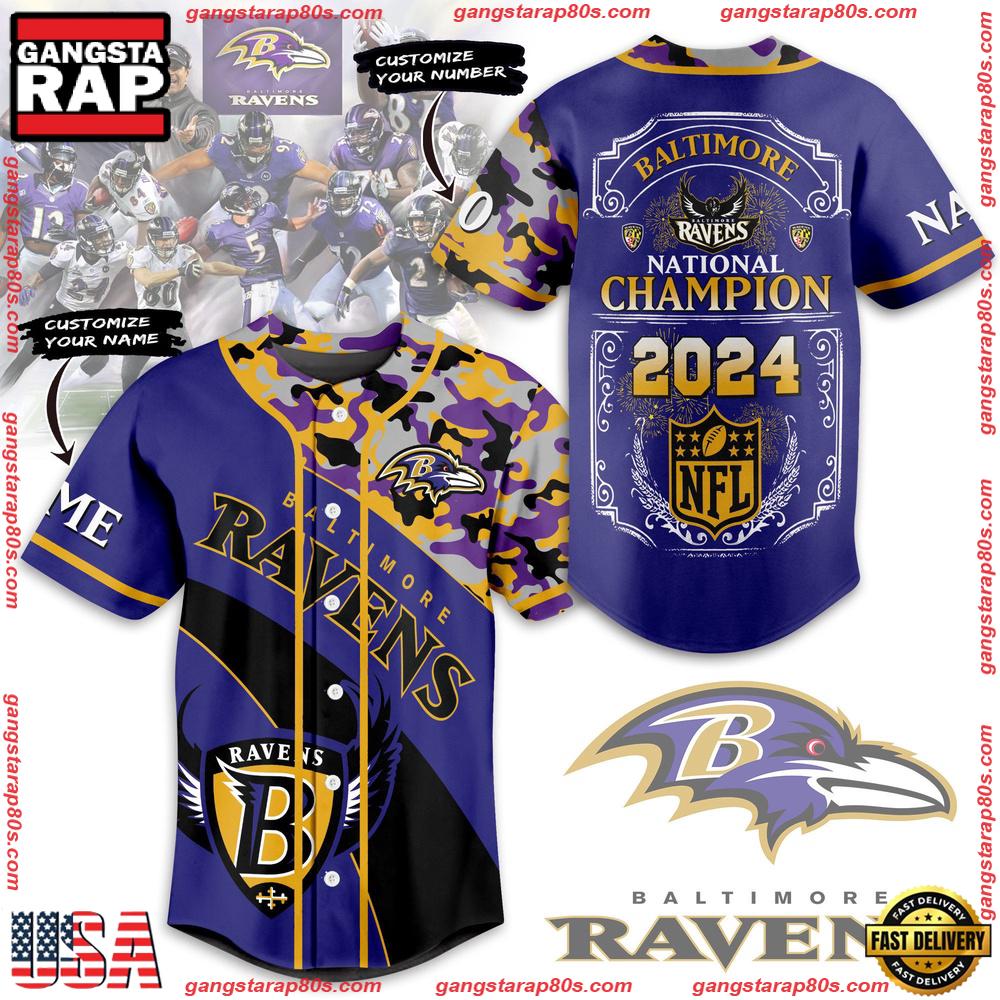 NFL Baltimore Ravens National Champion Custom Name Number Baseball Jersey NFL Baltimore Ravens National Champion Custom Name Number Baseball Jersey