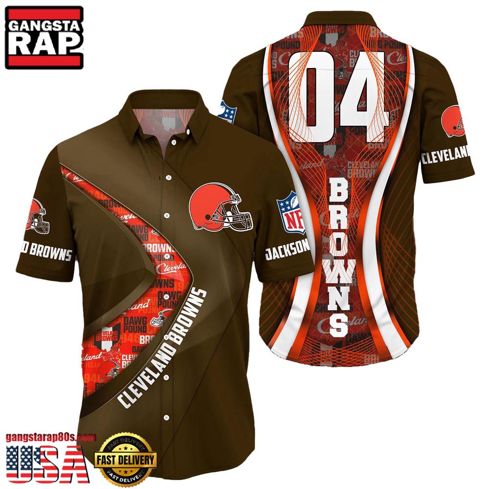 NFL Cleveland BrownsCustom Name Number New Design Hawaiian Shirt For Men Women NFL Cleveland BrownsCustom Name Number New Design Hawaiian Shirt For Men Women