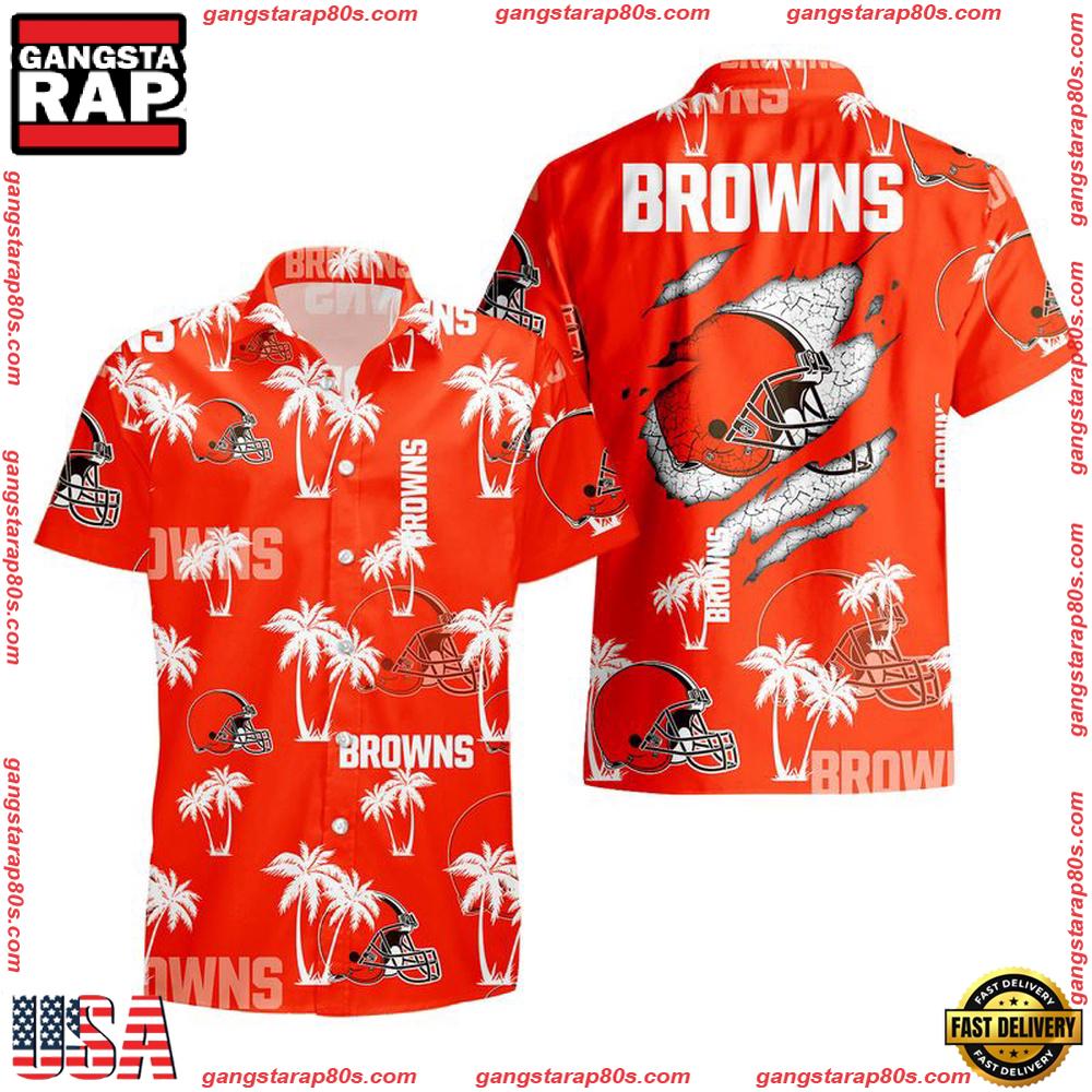 NFL Cleveland Browns Palm Tree Pattern Hawaii Shirt, NFL Aloha Shirts NFL Cleveland Browns Palm Tree Pattern Hawaii Shirt, NFL Aloha Shirts
