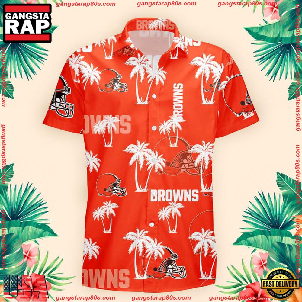 NFL Cleveland Browns Palm Tree Pattern Hawaii Shirt, NFL Aloha Shirts NFL Cleveland Browns Palm Tree Pattern Hawaii Shirt, NFL Aloha Shirts
