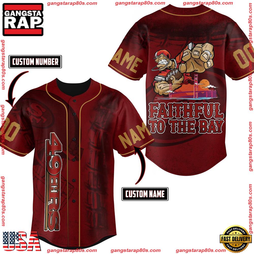NFL Custom Name Number San Francisco 49ers Mascot Crazy Baseball Jersey NFL Custom Name Number San Francisco 49ers Mascot Crazy Baseball Jersey