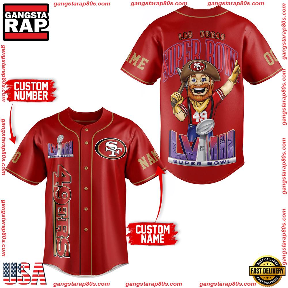 NFL Custom Name Number San Francisco 49ers Super Bowl Red Baseball Jersey NFL Custom Name Number San Francisco 49ers Super Bowl Red Baseball Jersey