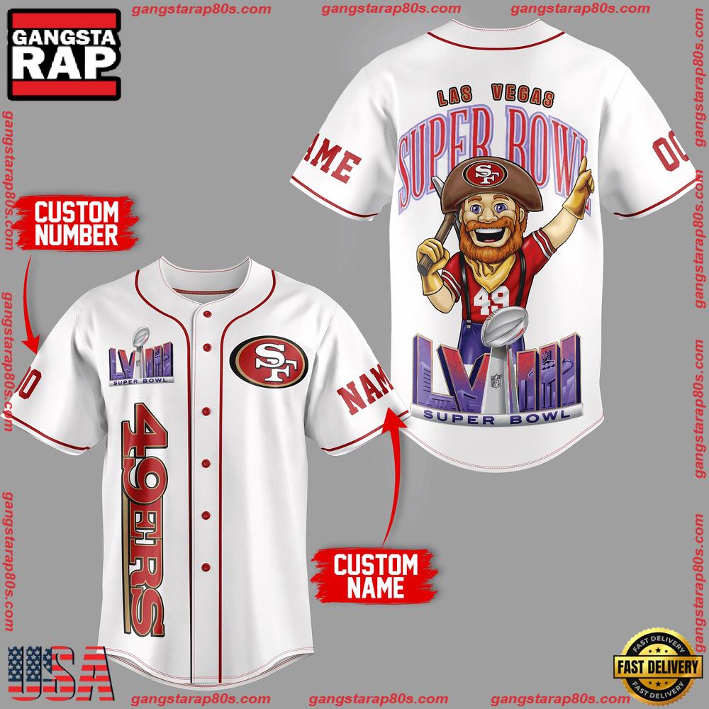 NFL Custom Name Number San Francisco 49ers Super Bowl White Baseball Jersey NFL Custom Name Number San Francisco 49ers Super Bowl White Baseball Jersey