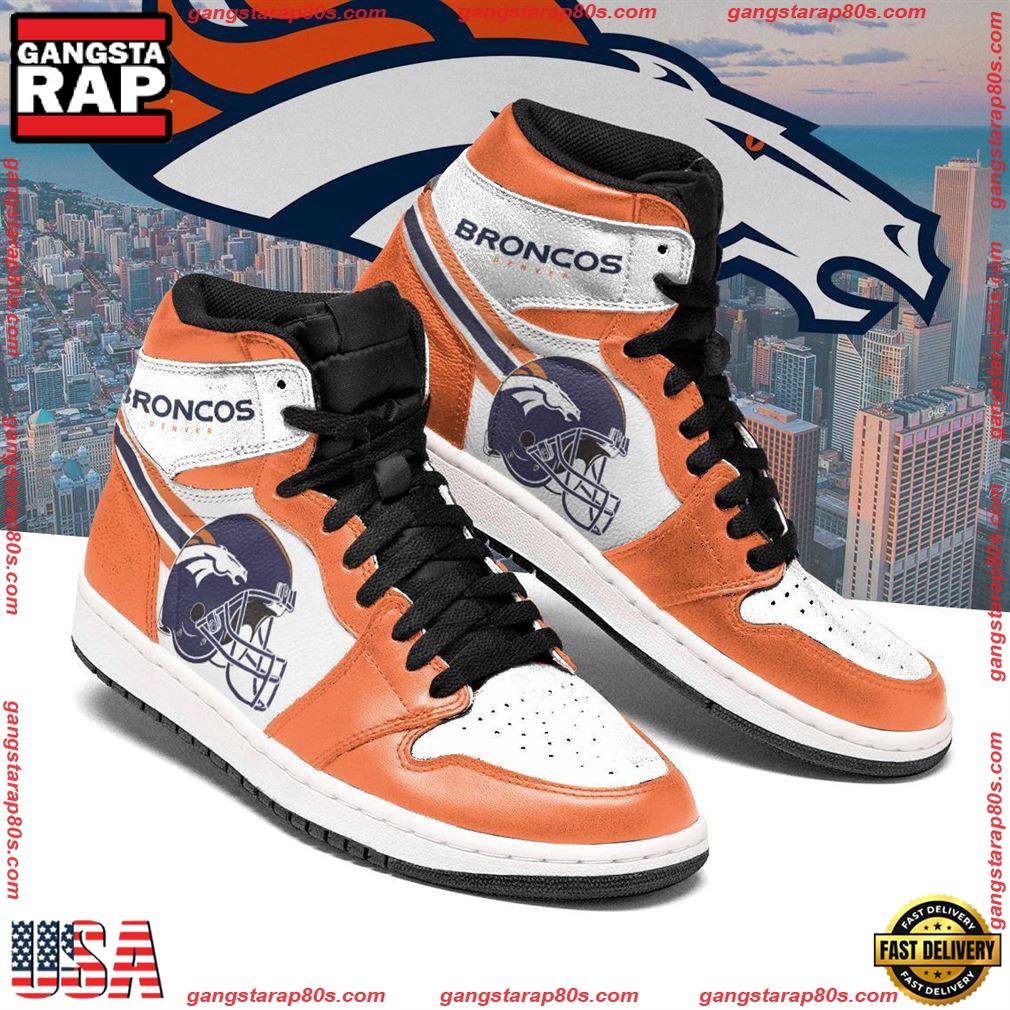 NFL Denver Broncos Football Logo Team Air Jordan 1 Running Sneakers Shoes NFL Denver Broncos Football Logo Team Air Jordan 1 Running Sneakers Shoes