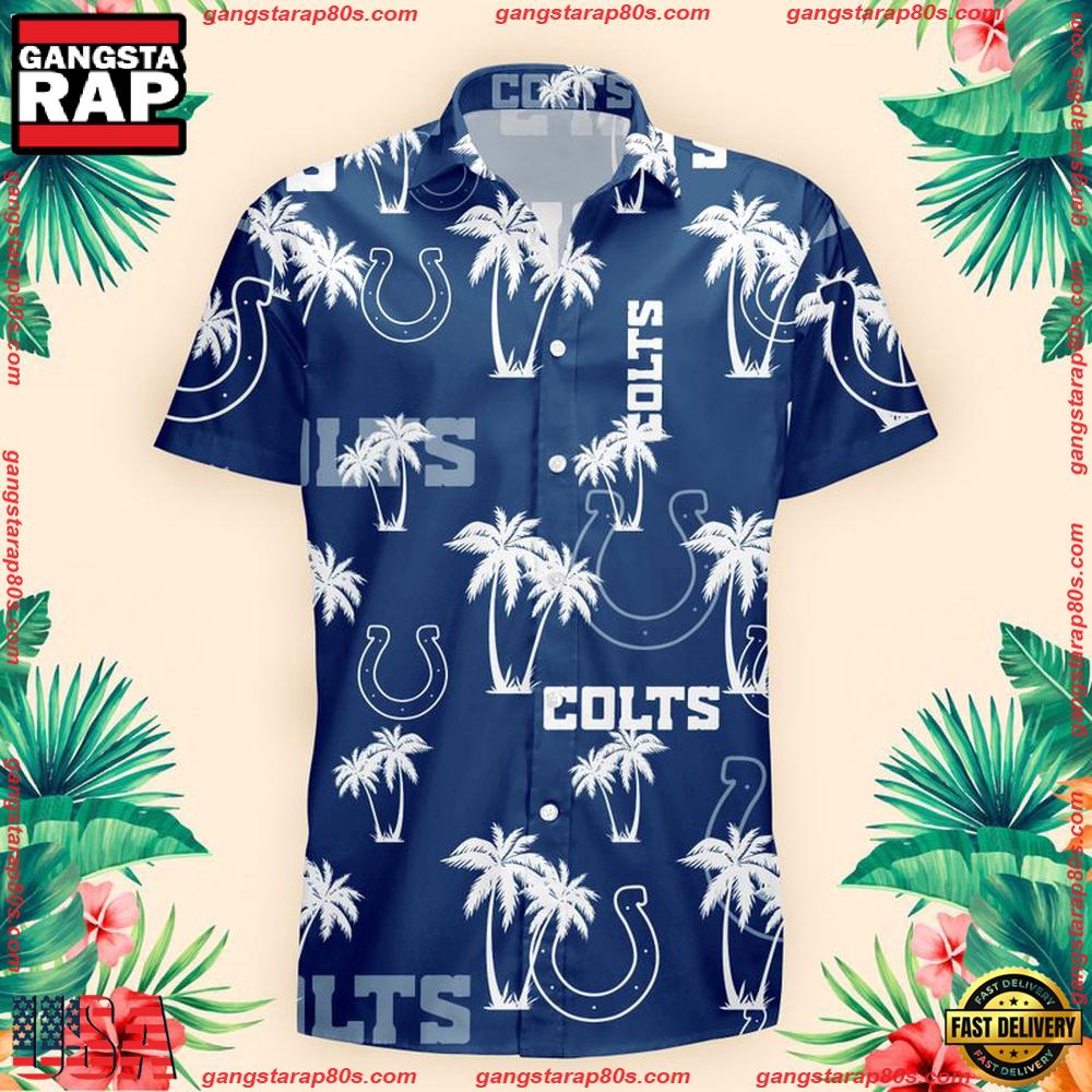 NFL Indianapolis Colts Palm Tree Pattern Hawaii Shirt, NFL Aloha Shirts NFL Indianapolis Colts Palm Tree Pattern Hawaii Shirt, NFL Aloha Shirts