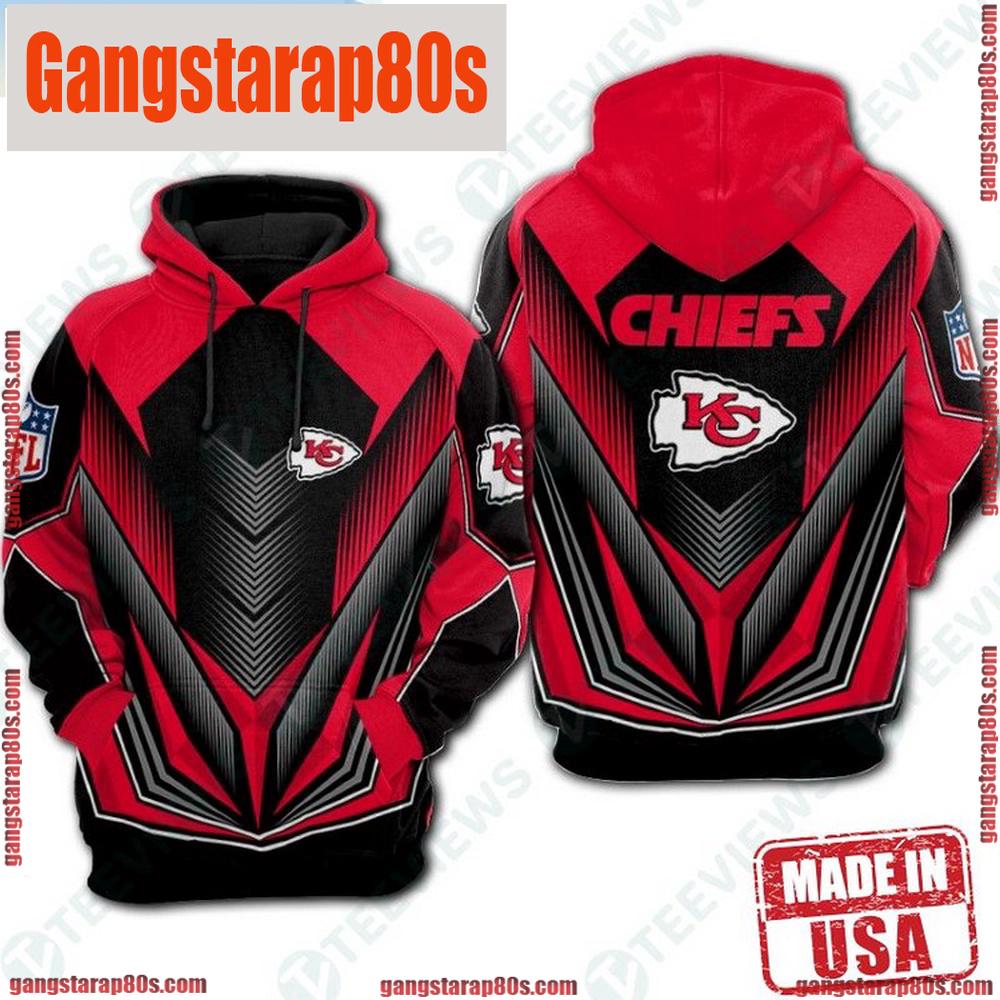 NFL Kansas City Chiefs Fullover Sports Zip Up Unisex Hoodie