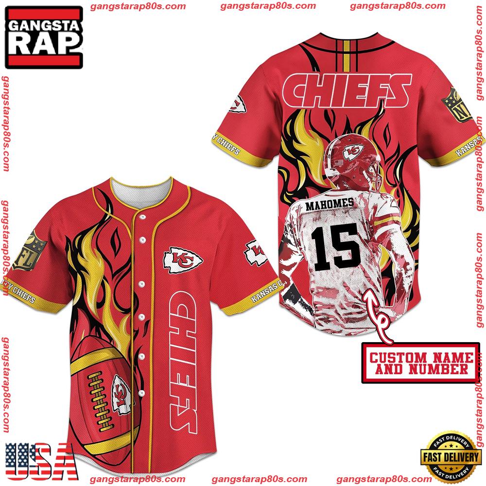 NFL Kansas City Chiefs Game Day Glory Custom Name Number Baseball Jersey NFL Kansas City Chiefs Game Day Glory Custom Name Number Baseball Jersey