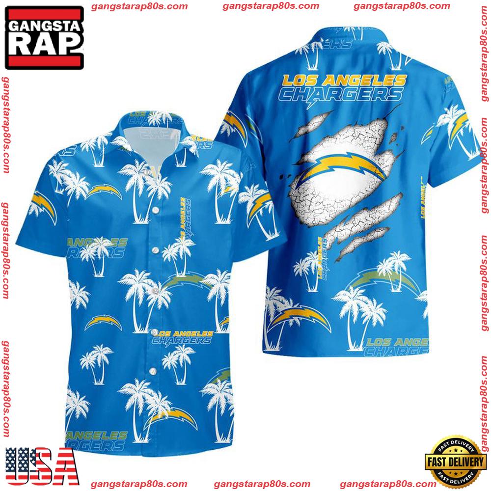 NFL Los Angeles Chargers Palm Tree Pattern Hawaii Shirt Gift For Fans
