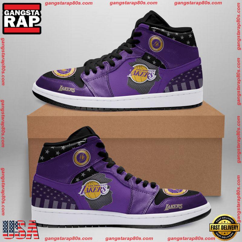 NFL Los Angeles Lakers Football Logo Team Air Jordan 1 Running Sneakers Shoes NFL Los Angeles Lakers Football Logo Team Air Jordan 1 Running Sneakers Shoes