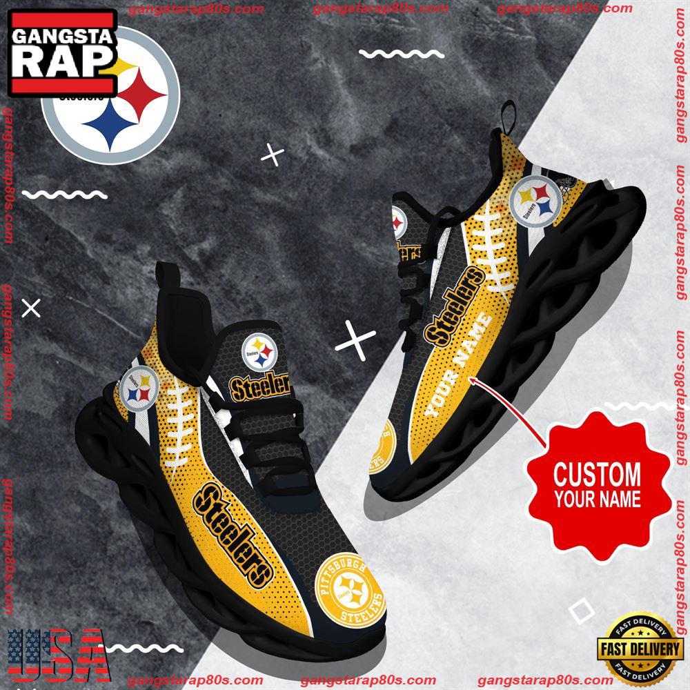 NFL Custom Name Pittsburgh Steelers Shoes Sport Loves Max Soul Shoes Running Sneakers NFL Custom Name Pittsburgh Steelers Shoes Sport Loves Max Soul Shoes Running Sneakers