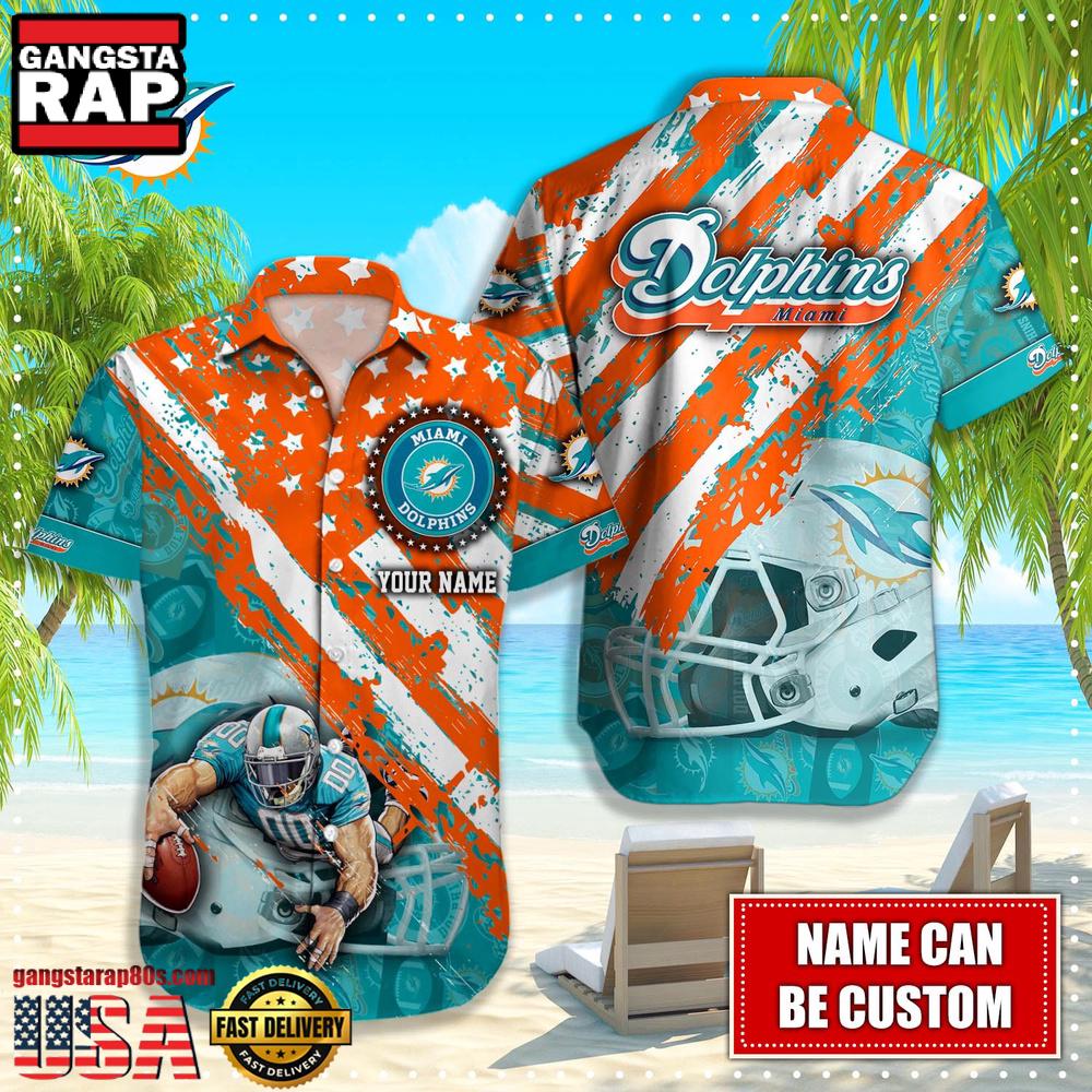 NFL Miami Dolphins American Flag custom Hawaiian Shirts