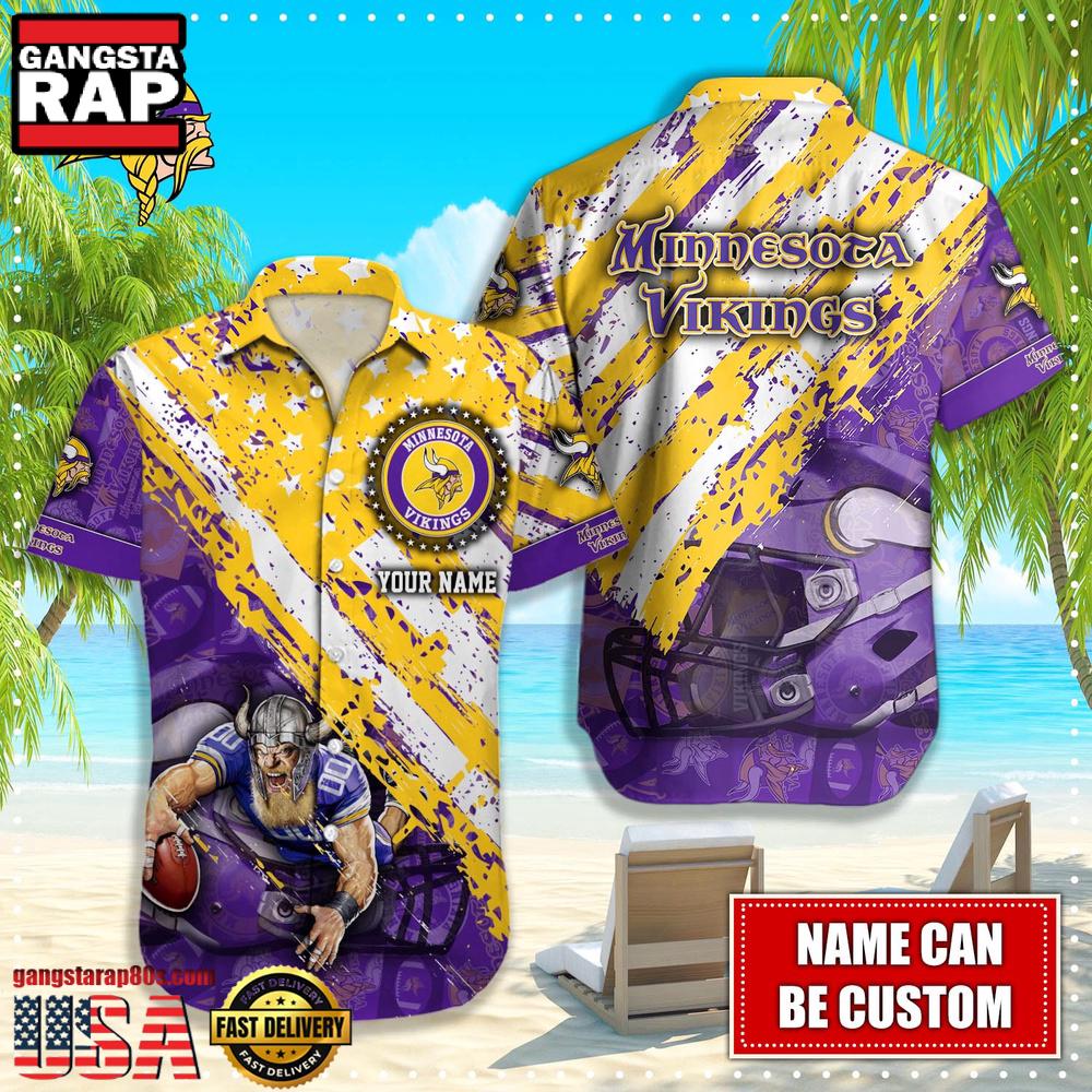 NFL Minnesota Vikings American Flag custom Hawaiian Shirts For Men Women NFL Minnesota Vikings American Flag custom Hawaiian Shirts For Men Women