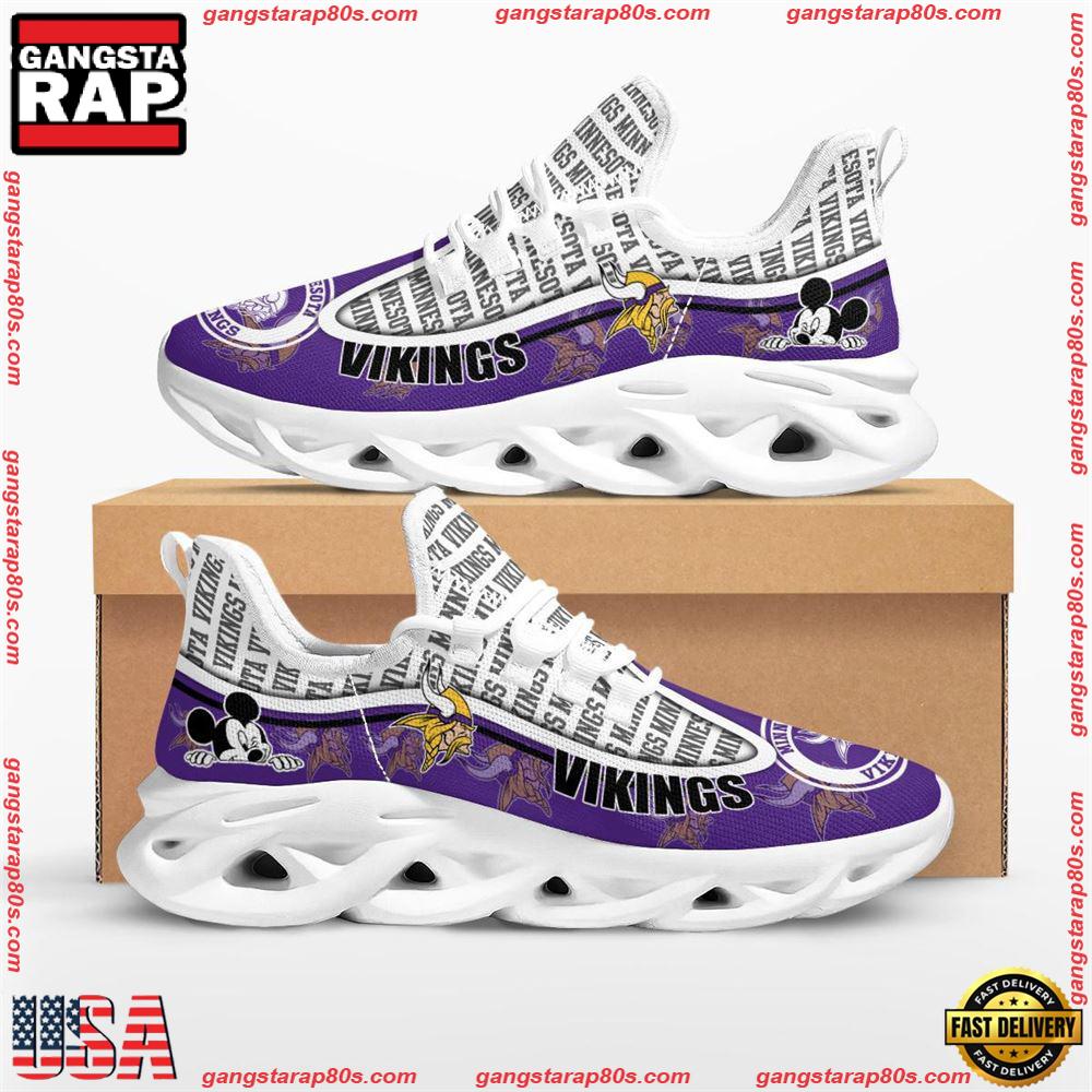 NFL Minnesota Vikings Mickey Mouse Max Soul Shoes Running Sneakers NFL Minnesota Vikings Mickey Mouse Max Soul Shoes Running Sneakers