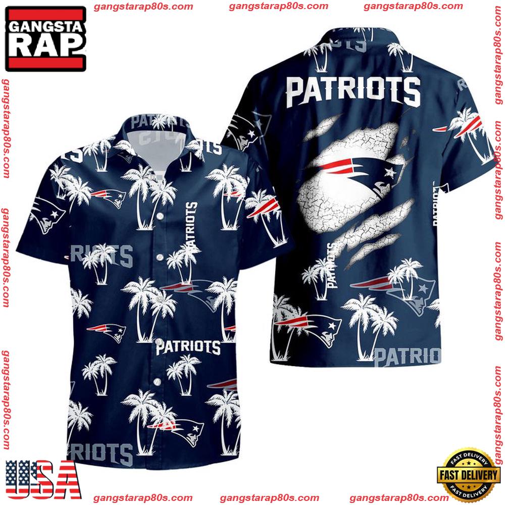 NFL New England Patriots Palm Tree Pattern Hawaii Shirt, NFL Aloha Shirts NFL New England Patriots Palm Tree Pattern Hawaii Shirt, NFL Aloha Shirts