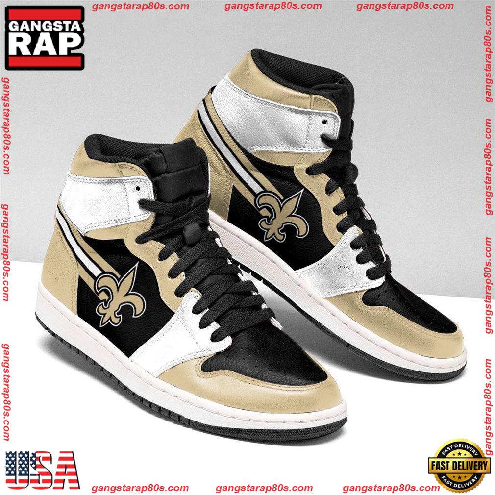 NFL New Orleans Saints Football Logo Team Air Jordan 1 Running Sneakers Shoes NFL New Orleans Saints Football Logo Team Air Jordan 1 Running Sneakers Shoes