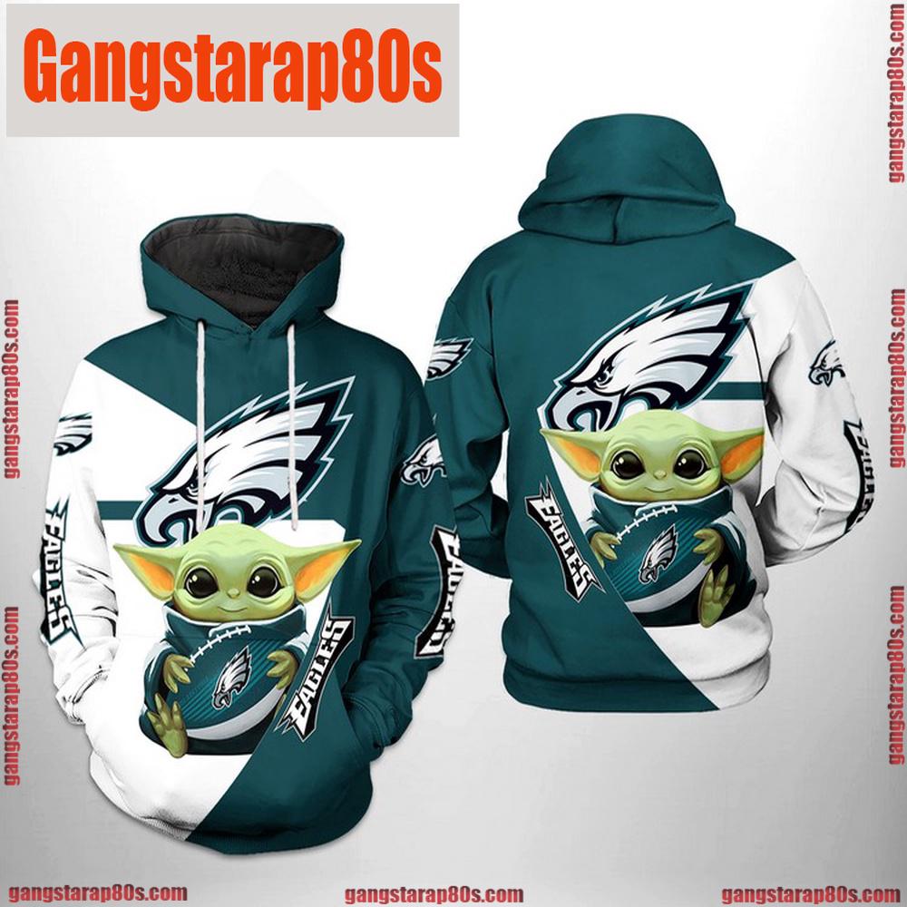 NFL Philadelphia Eagles Baby Yoda Team All Over Print Unisex Hoodie